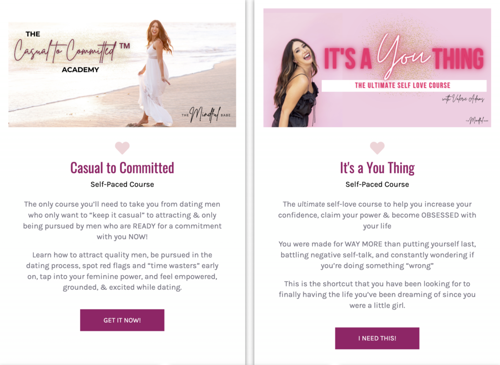 Valerie’s Casual to Committed Academy and It’s a You Thing personal brand photos.